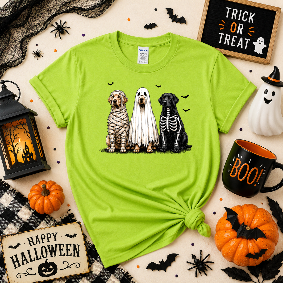 Halloween Dogs T-Shirt | Mummy Ghost & Skeleton Dog Graphic Tee