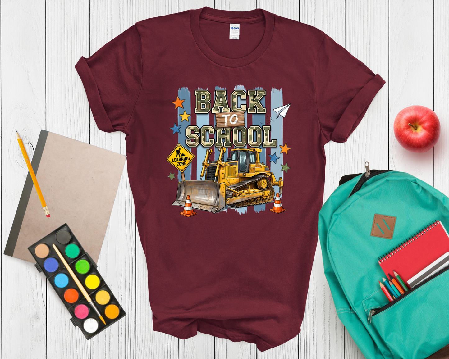 Back to School Construction Truck Shirt | Bulldozer School T Shirt for Kids | First Day of School Tee