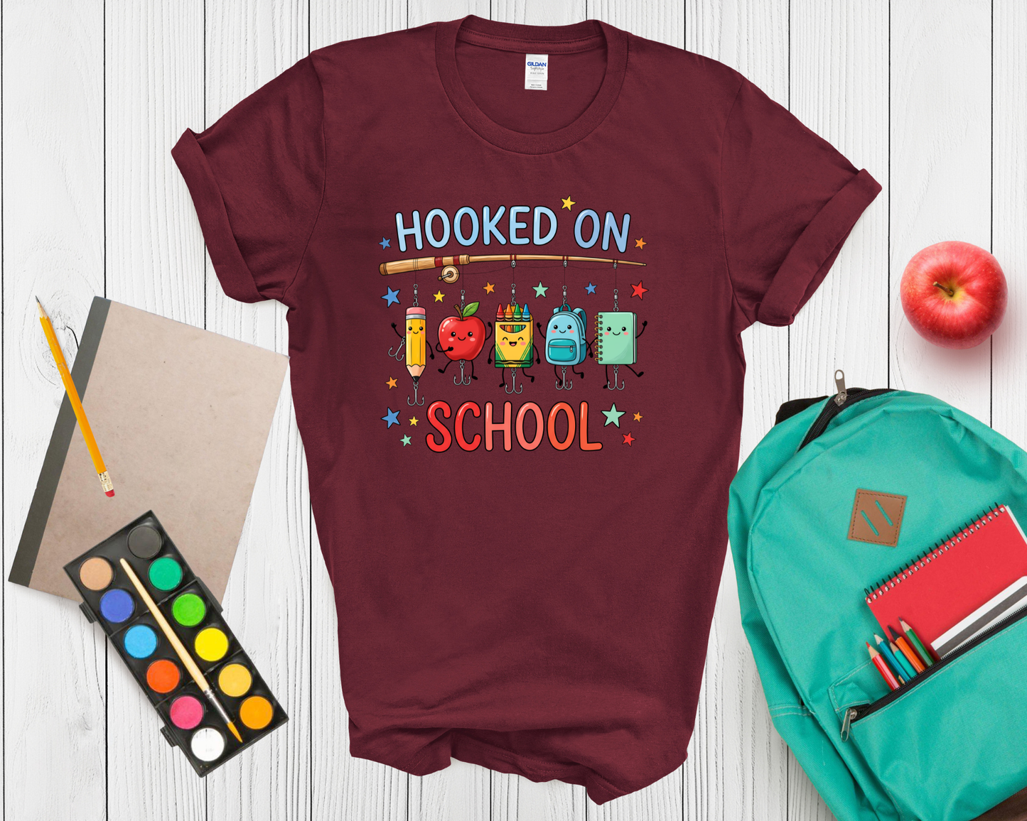 Hooked on School Shirt | Funny Back to School Fishing T Shirt for Kids | First Day of School Tee