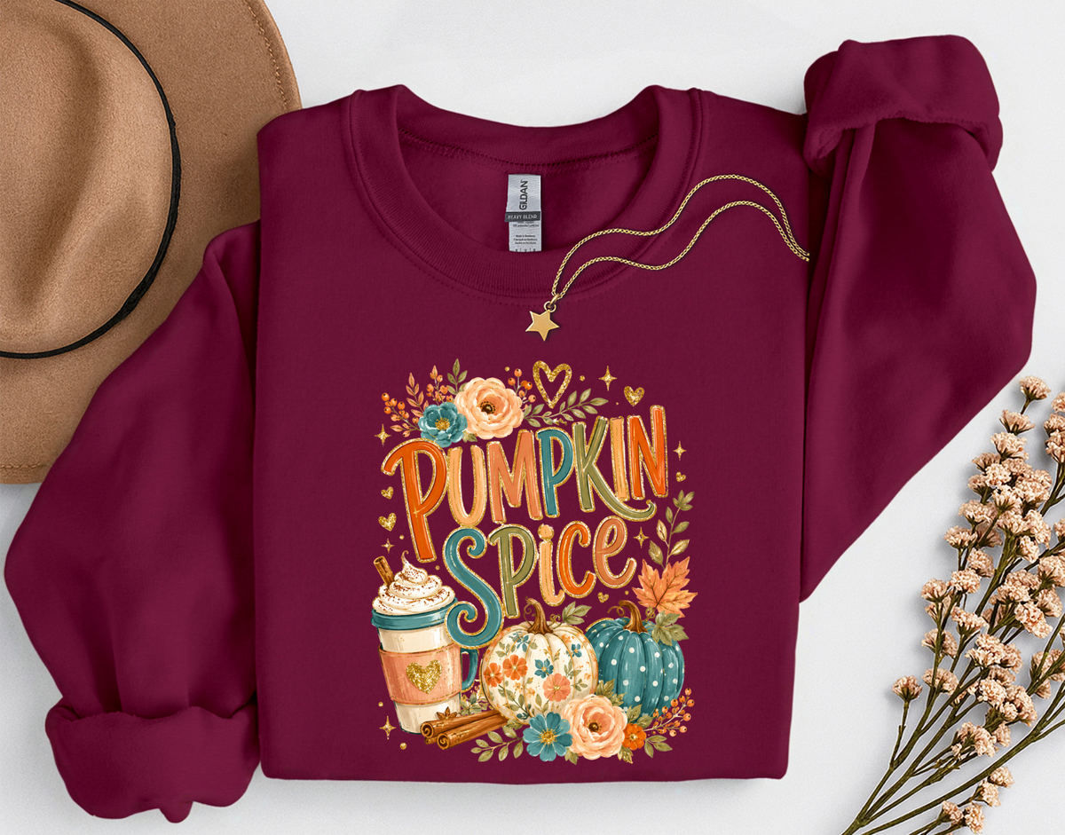 Pumpkin Spice Fall Crewneck Sweatshirt | Cozy Autumn Pumpkin Coffee Shirt