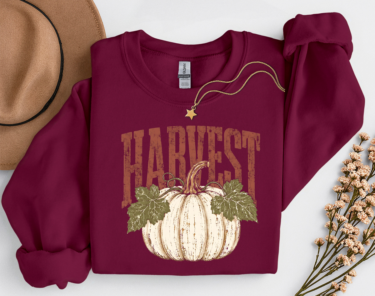 Harvest Pumpkin Crewneck Sweatshirt | Vintage Fall Pumpkin Sweatshirt