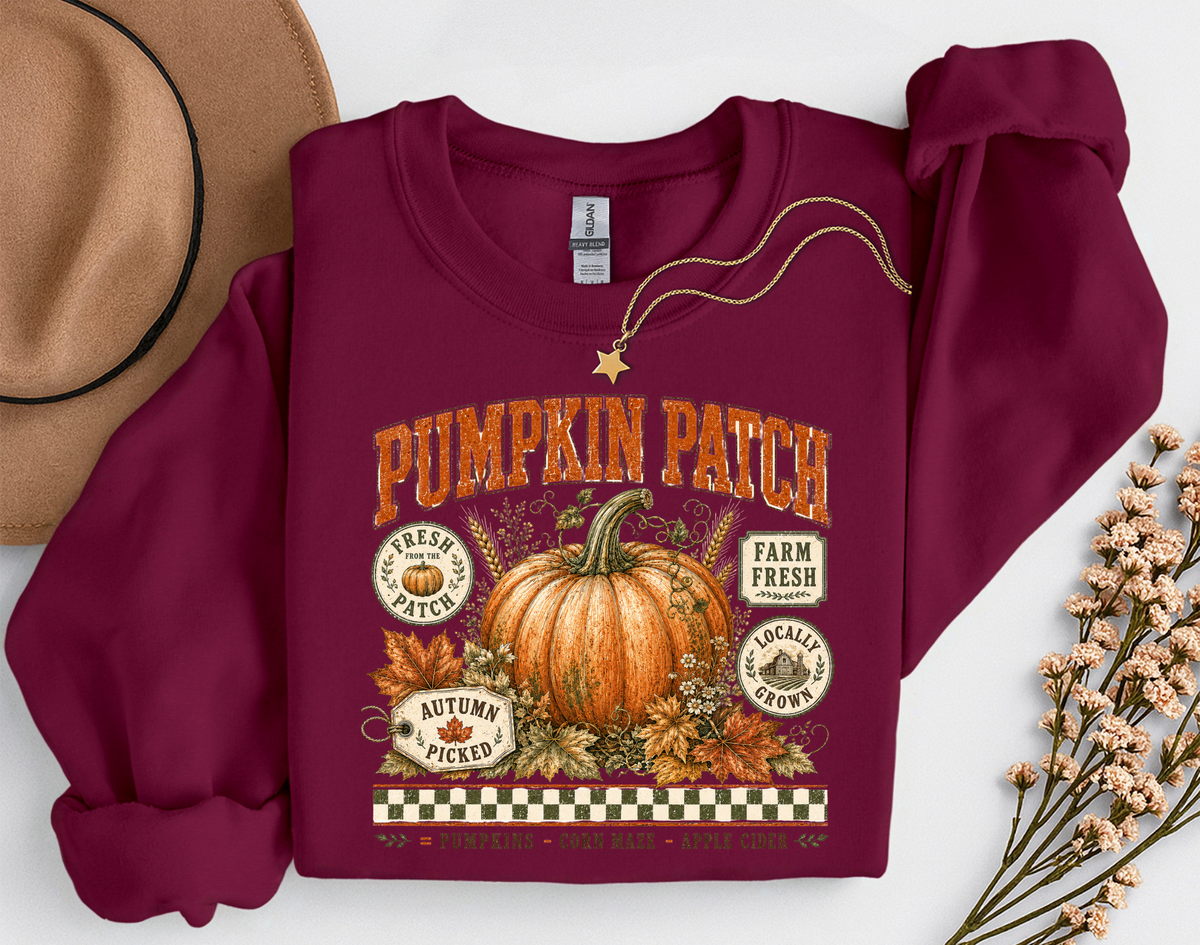 Pumpkin Patch Crewneck Sweatshirt | Vintage Fall Pumpkin Sweatshirt | Cozy Autumn Shirt