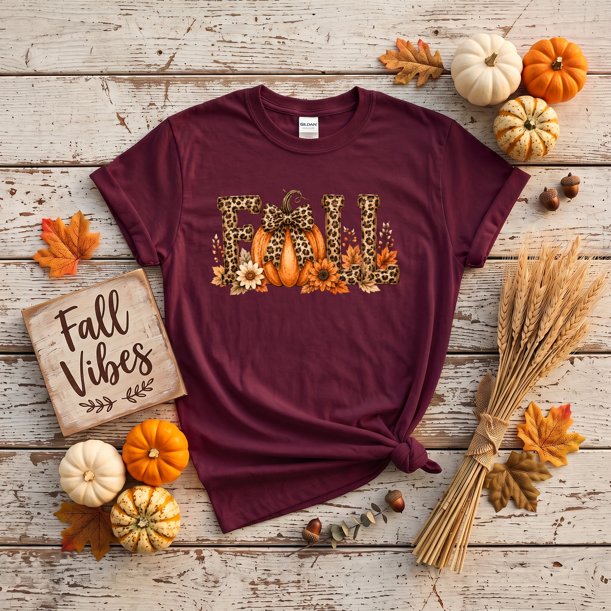 Leopard Fall Pumpkin Crewneck Sweatshirt | Cute Animal Print Autumn Sweatshirt
