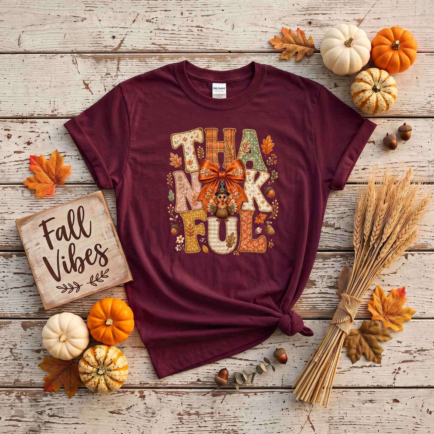Thankful Turkey Fall Crewneck Sweatshirt | Cute Thanksgiving Shirt | Cozy Autumn Graphic Sweatshirt