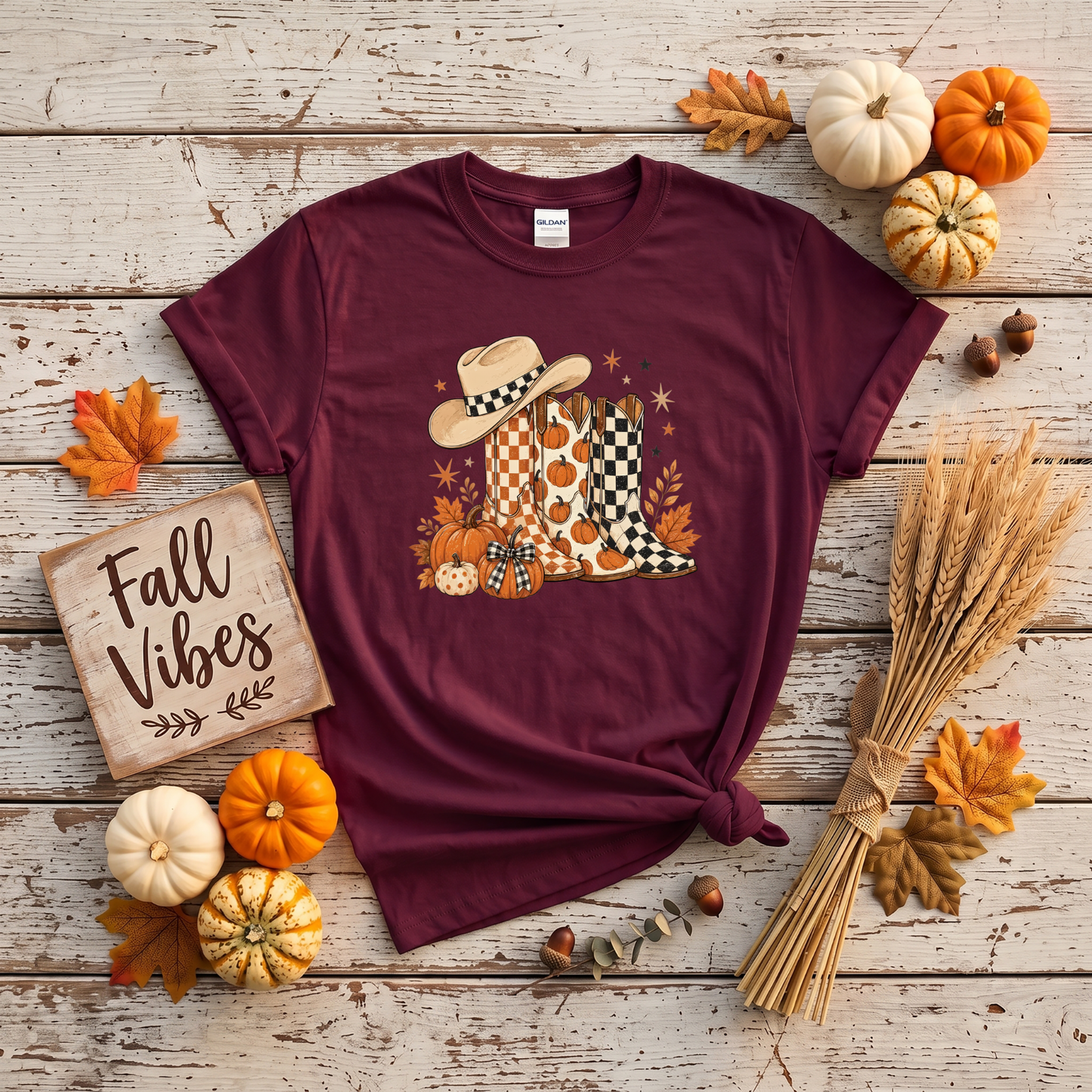 Western Fall Crewneck Sweatshirt | Cowboy Boots & Pumpkins Autumn Sweatshirt | Country Fall Shirt