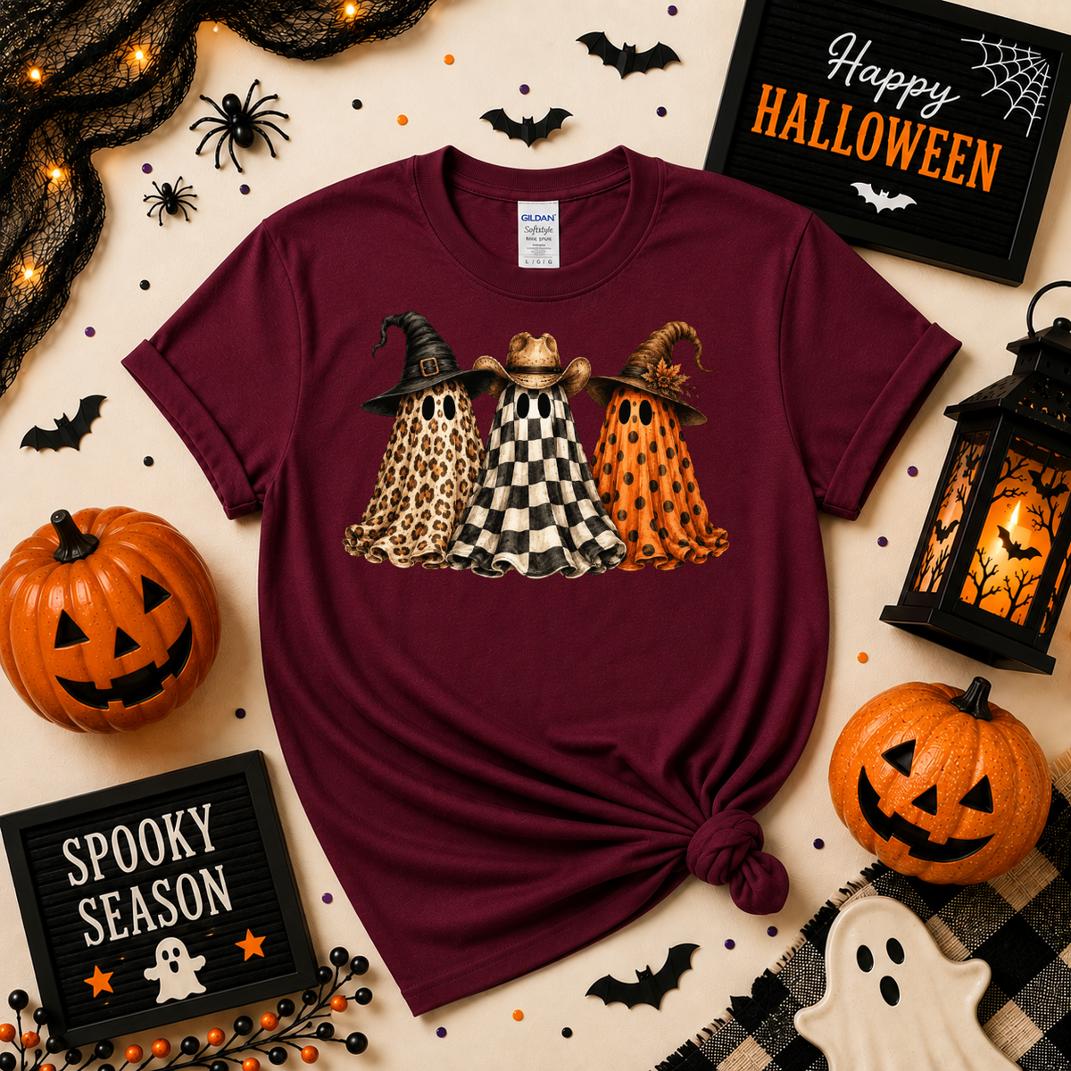 Spooky Ghost Trio Halloween Shirt | Western Ghost T-Shirt or Sweatshirt
