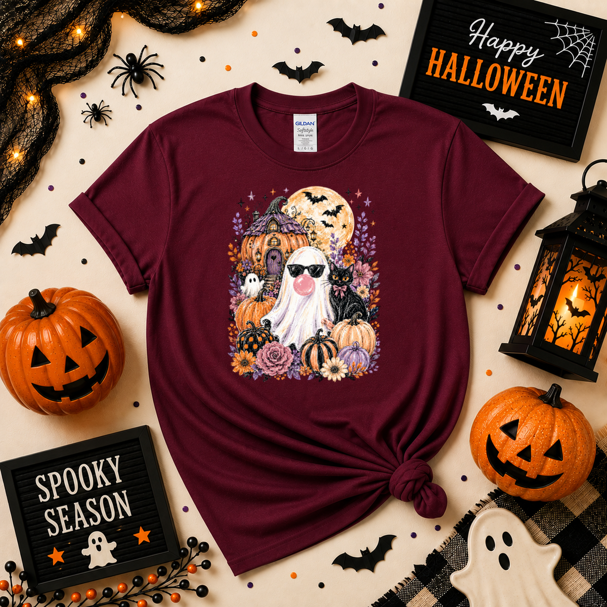 Bubblegum Ghost Halloween Sweatshirt or T-Shirt | Cute Spooky Shirt