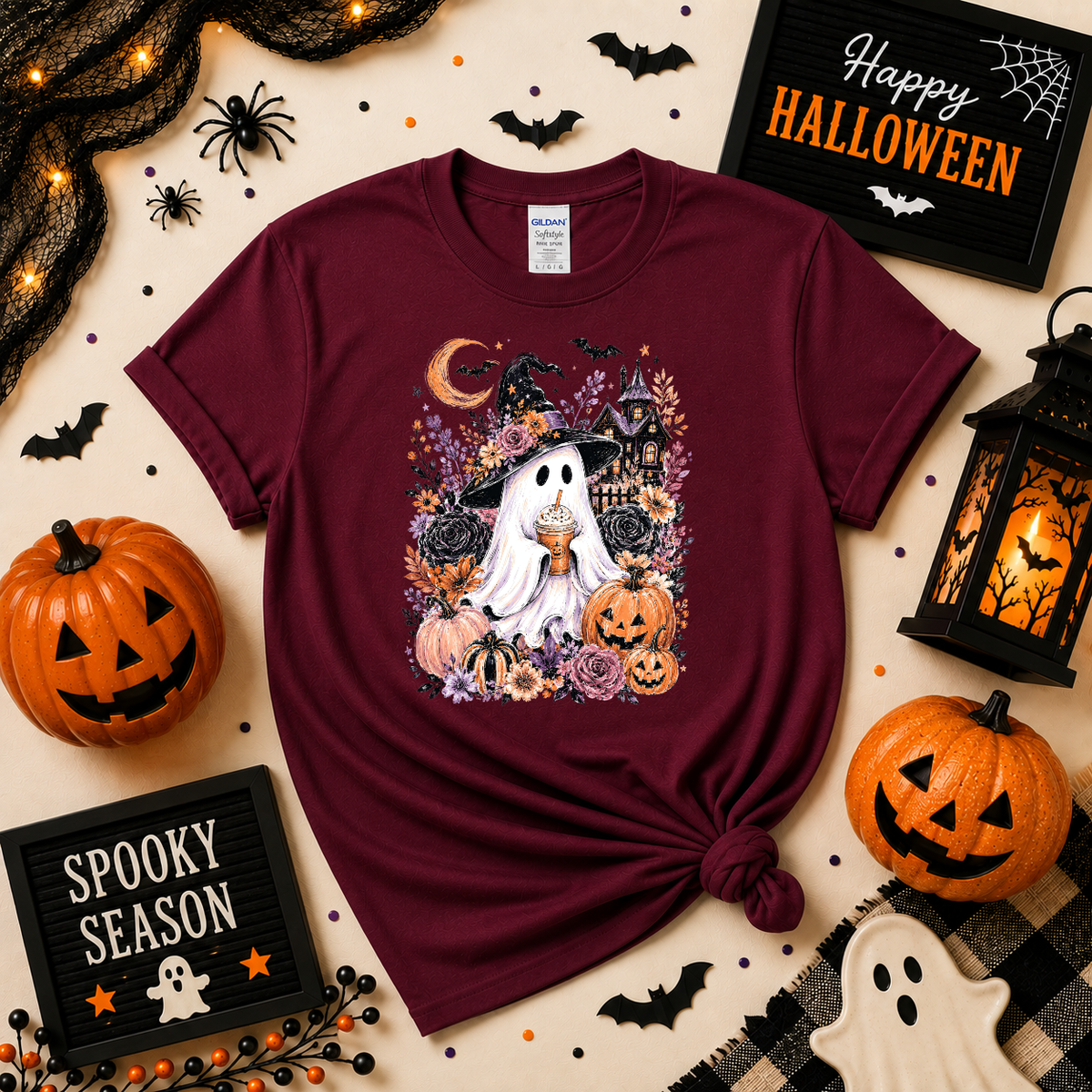 Spooky Ghost Halloween Sweatshirt or T-Shirt | Cute Witch Ghost Shirt