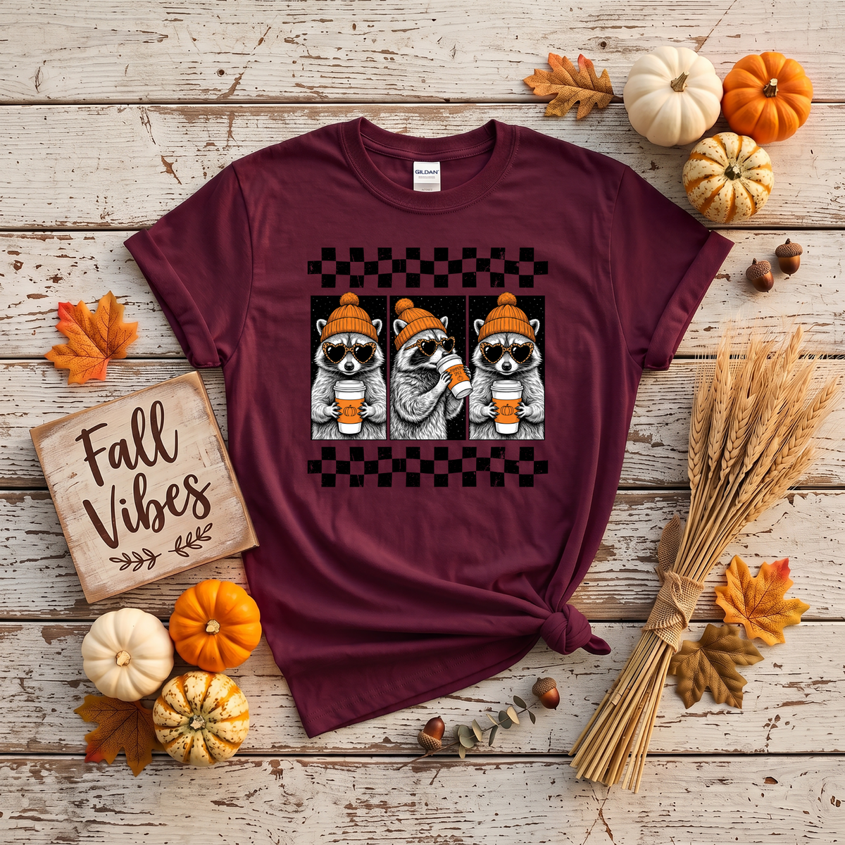 Pumpkin Spice Raccoon Crewneck Sweatshirt | Cute Fall Coffee Sweatshirt | Cozy Autumn Raccoon Shirt