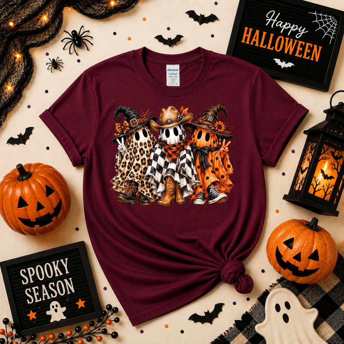 Spooky Ghost Besties Halloween Shirt | Western Ghost T-Shirt or Sweatshirt