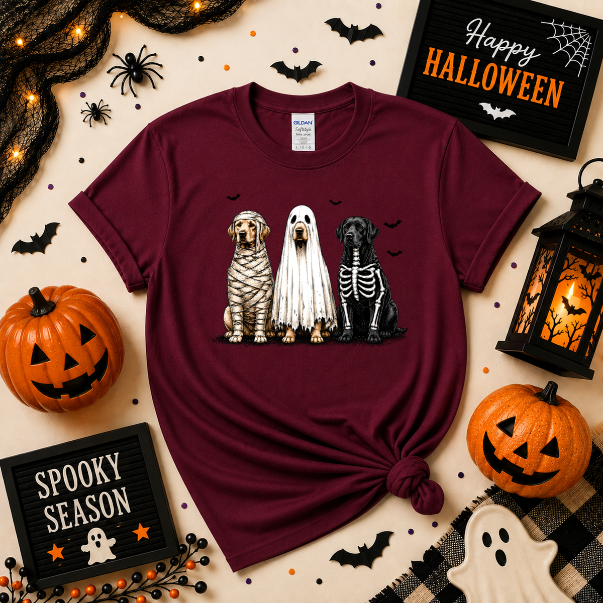 Halloween Dogs T-Shirt | Mummy Ghost & Skeleton Dog Graphic Tee