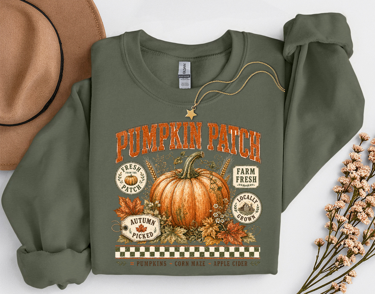 Pumpkin Patch Crewneck Sweatshirt | Vintage Fall Pumpkin Sweatshirt | Cozy Autumn Shirt
