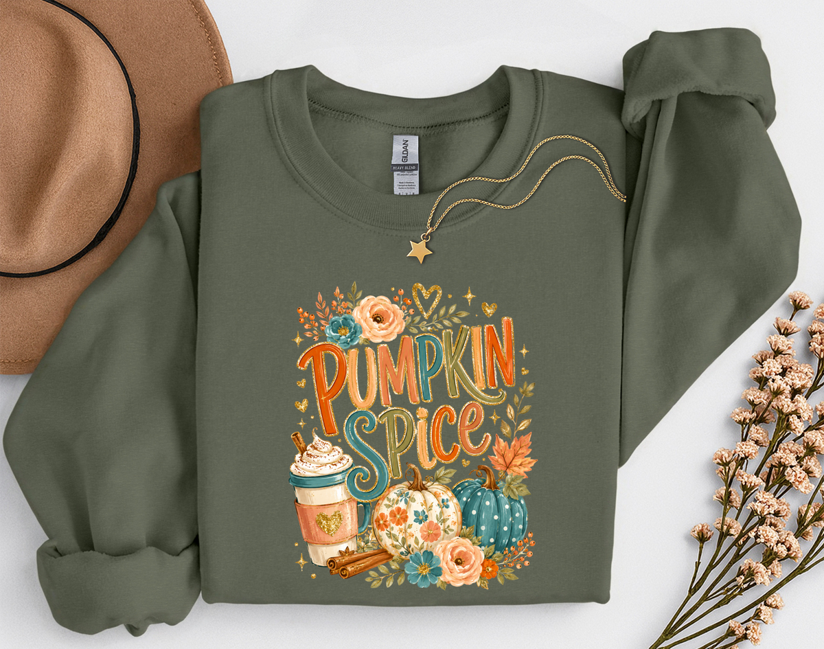 Pumpkin Spice Fall Crewneck Sweatshirt | Cozy Autumn Pumpkin Coffee Shirt