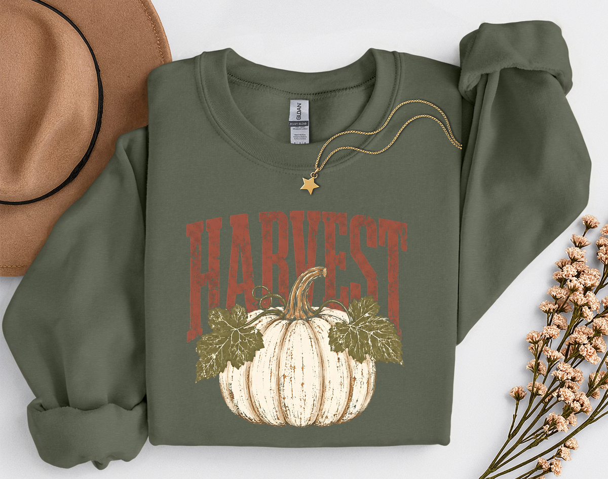 Harvest Pumpkin Crewneck Sweatshirt | Vintage Fall Pumpkin Sweatshirt