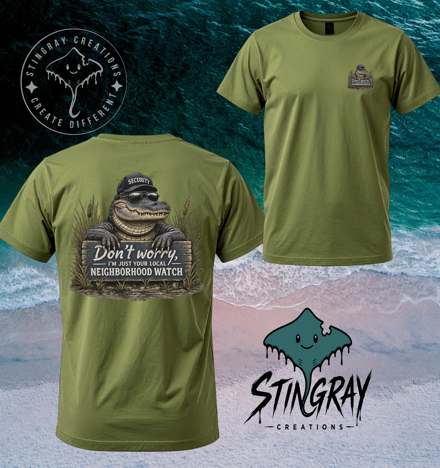 Don't Worry I'm Just Your Local Neighborhood Watch Alligator Shirt | Funny Southern Gator Tee