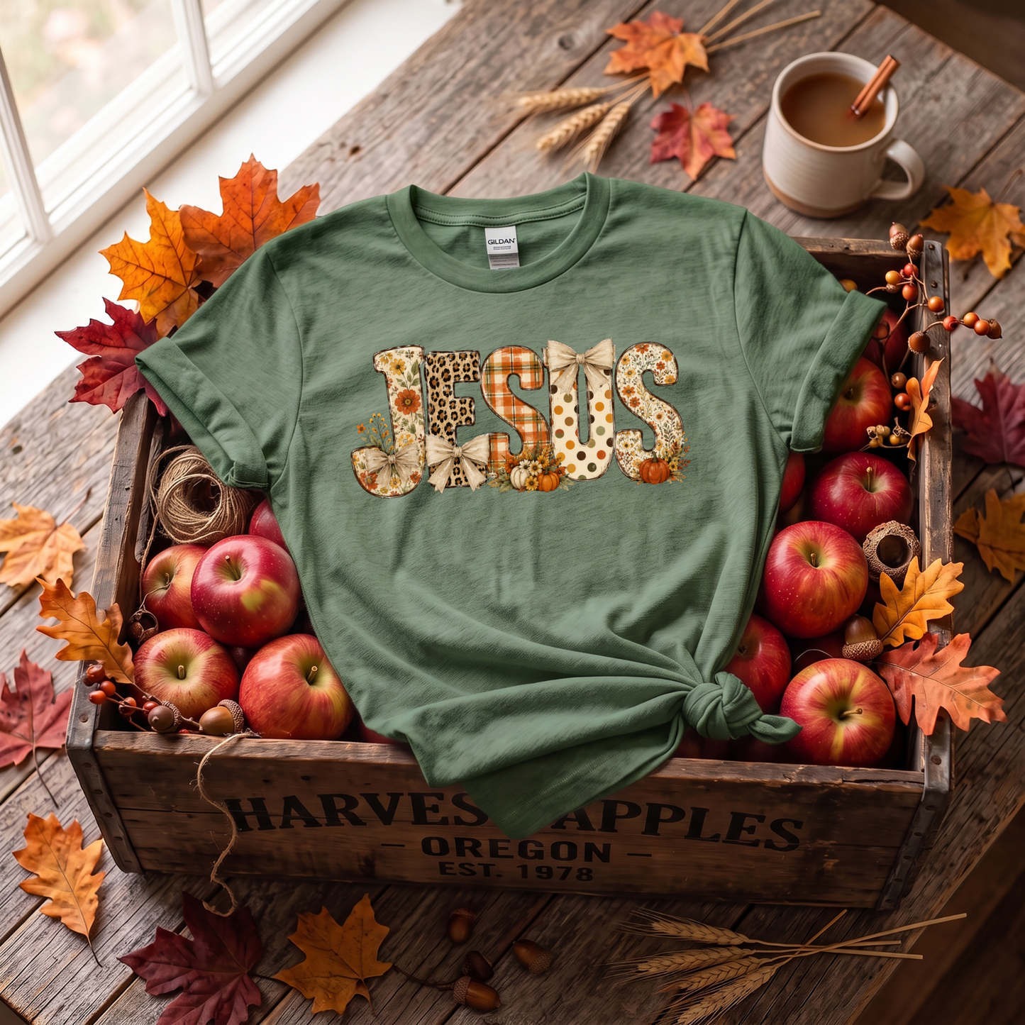 Fall Jesus Shirt | Floral Leopard Pumpkin Christian T-Shirt & Crewneck Sweatshirt