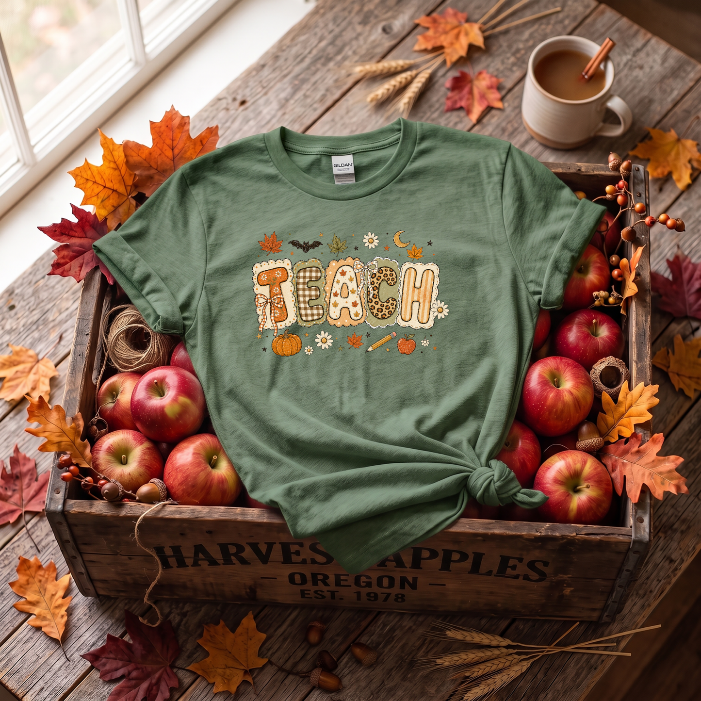 Teacher Fall Crewneck Sweatshirt | Patchwork Teacher Shirt | Cozy Autumn Teacher Sweatshirt