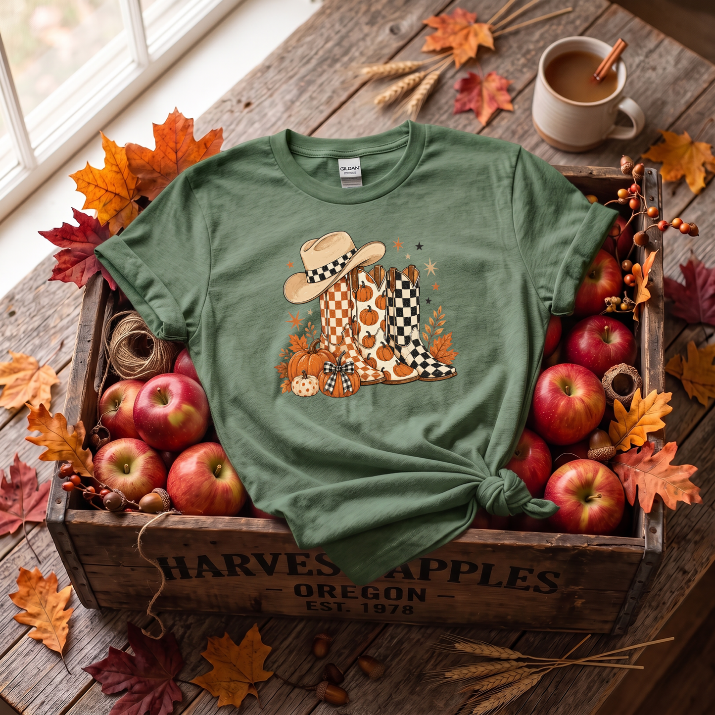 Western Fall Crewneck Sweatshirt | Cowboy Boots & Pumpkins Autumn Sweatshirt | Country Fall Shirt