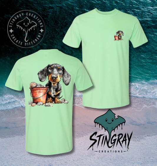 Dachshund Beach Shirt | Cute Wiener Dog Coastal Tee | Summer Dog Graphic T Shirt