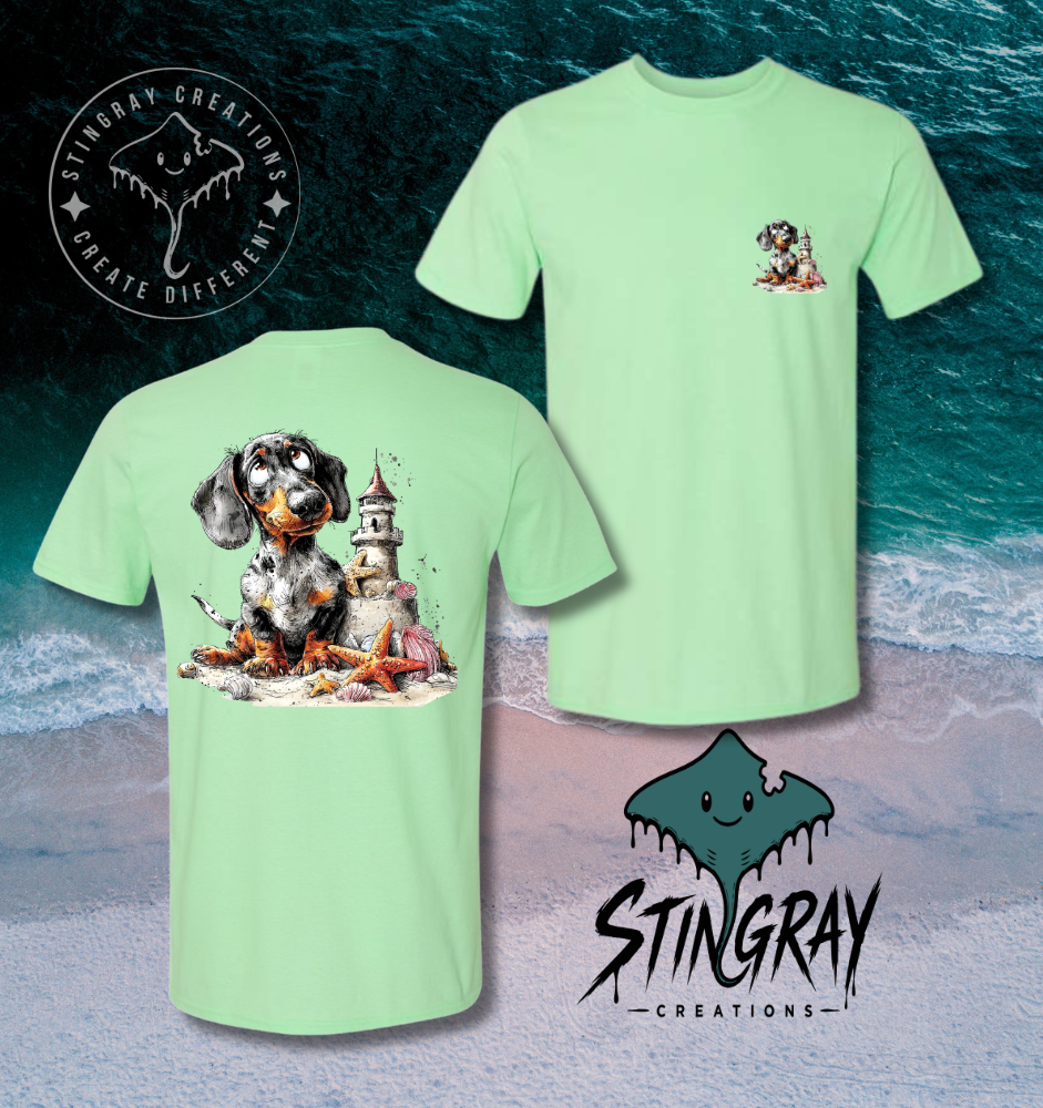 Dachshund Beach Shirt | Coastal Wiener Dog Tee | Lighthouse Dog Graphic T Shirt