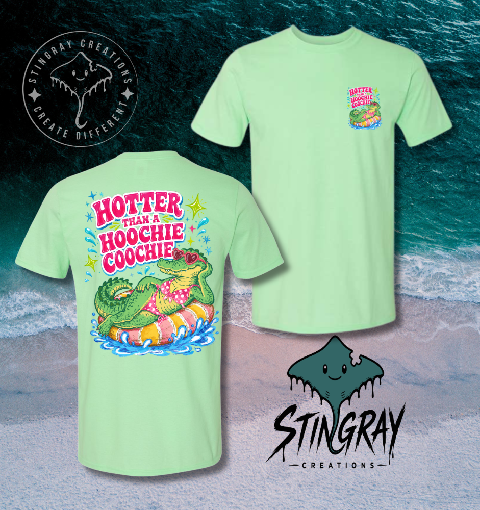 Funny Alligator Summer Shirt | Hotter Than a Hoochie Coochie Tee | Southern Beach Shirt