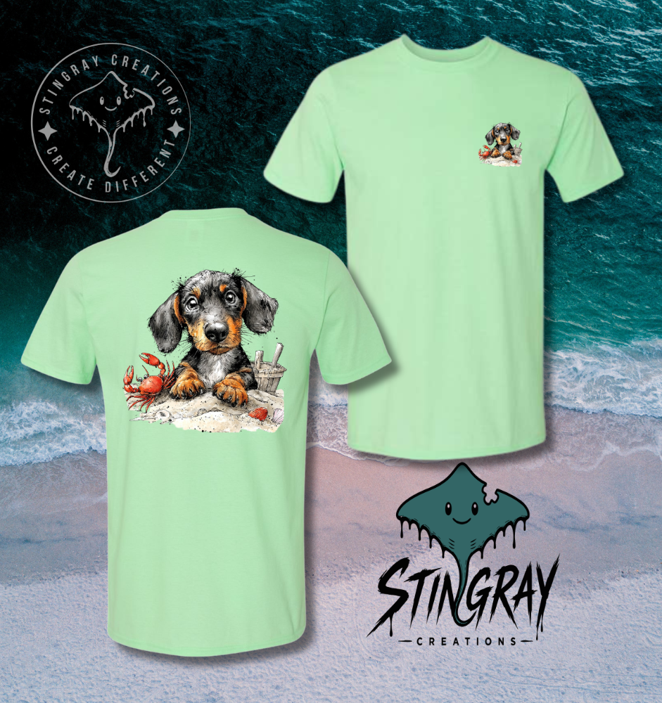 Dachshund Beach Shirt | Cute Wiener Dog Summer Tee | Coastal Dog Graphic T Shirt