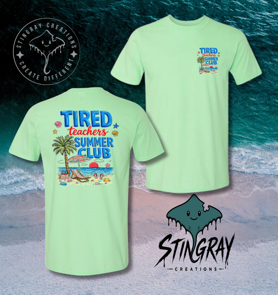 Tired Teachers Summer Club Shirt | Funny Teacher Summer Vacation Tee