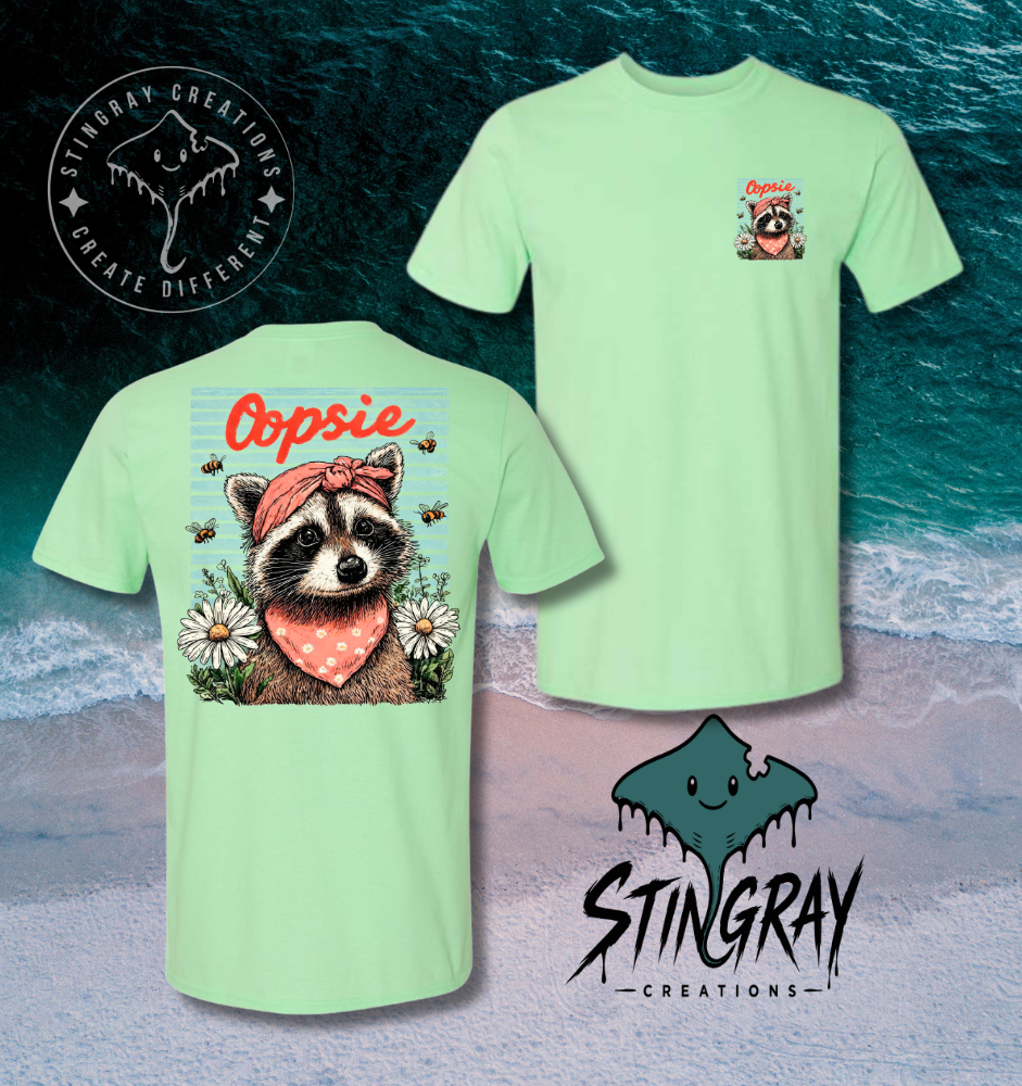 Cute Raccoon Shirt | Funny Animal Graphic Tee | Retro Daisy Yellow Shirt