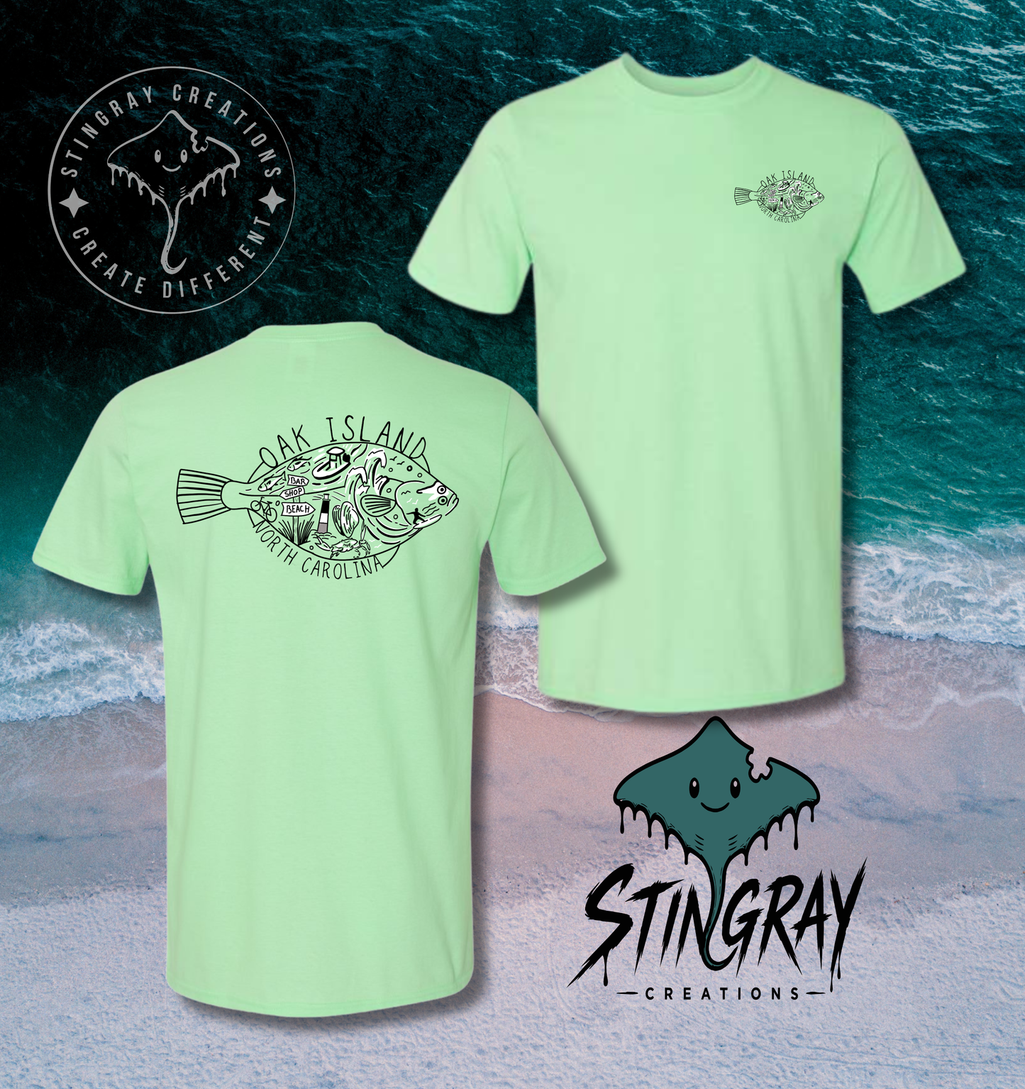 Oak Island NC Fish Shirt | Coastal North Carolina Fishing T Shirt