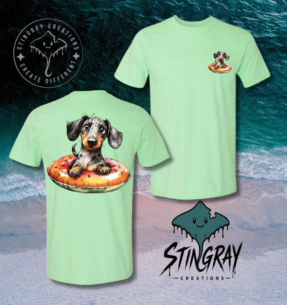 Dachshund Pool Float Shirt | Cute Wiener Dog Summer Tee | Beach Dog Graphic T Shirt