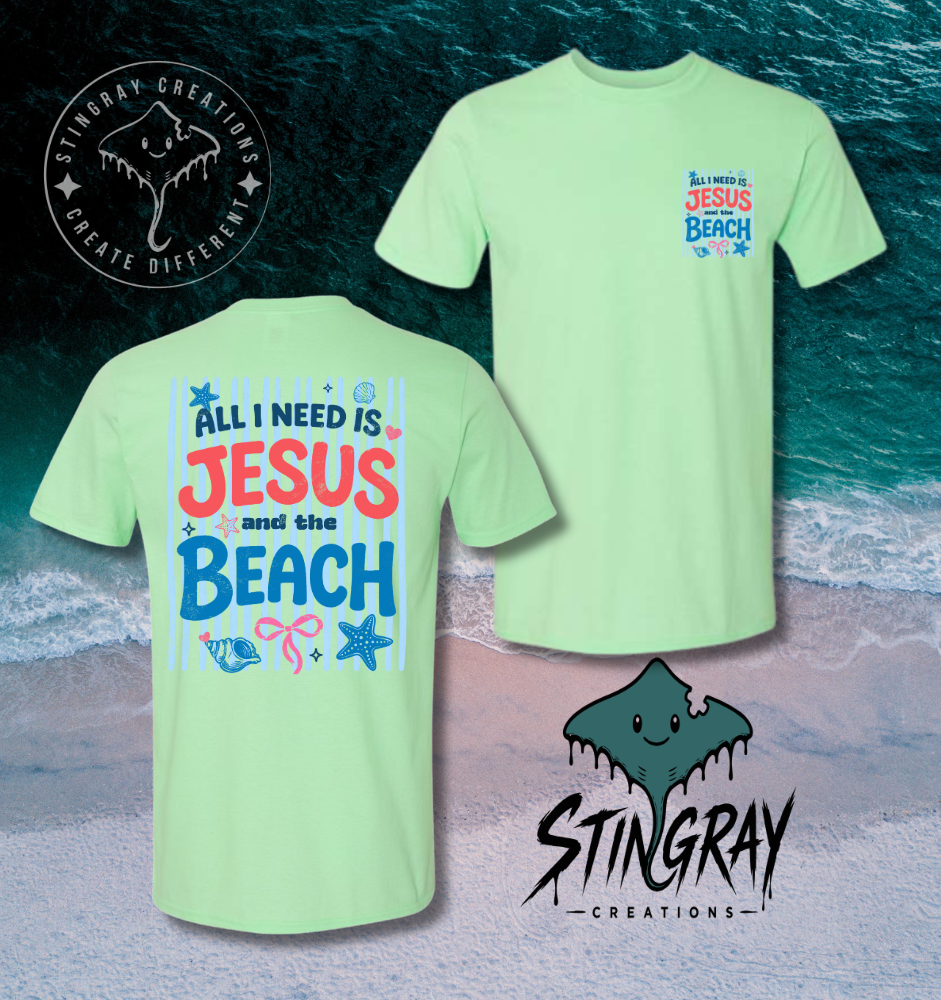 Jesus and the Beach Shirt | Christian Beach Graphic Tee | Faith Summer Shirt