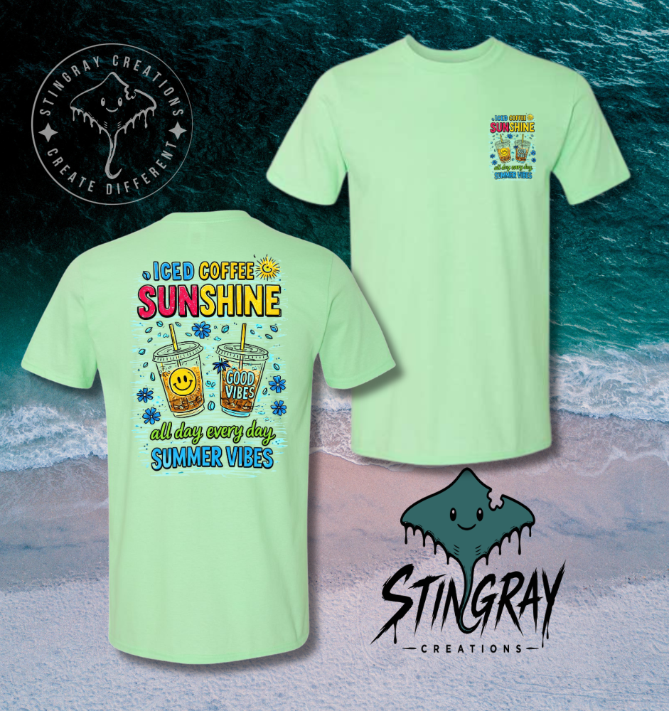 Iced Coffee Summer Shirt | Sunshine Graphic Tee | Cute Coffee Lover Beach Shirt
