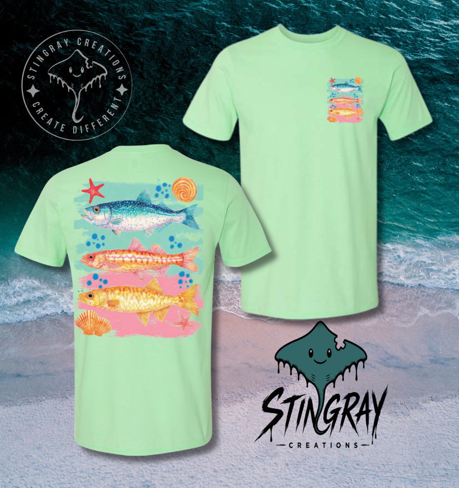 Coastal Fish Graphic Tee | Beach Fishing Shirt | Colorful Coastal Shirt