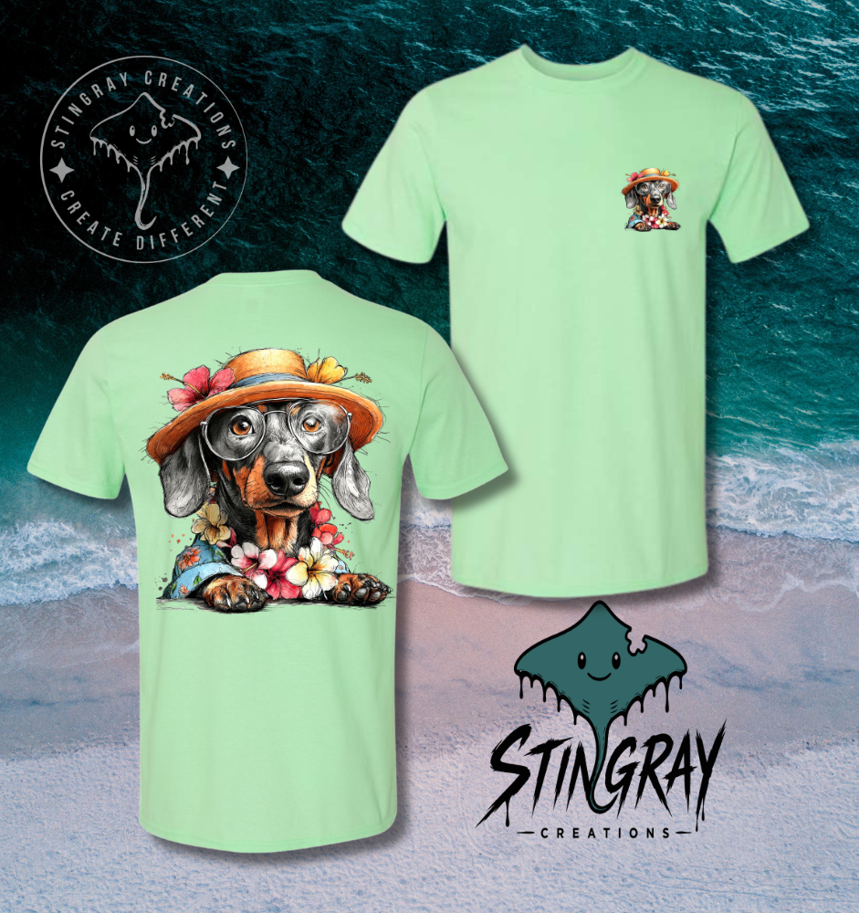 Dachshund Beach Shirt | Cute Wiener Dog Summer Tee | Coastal Dog Graphic T Shirt