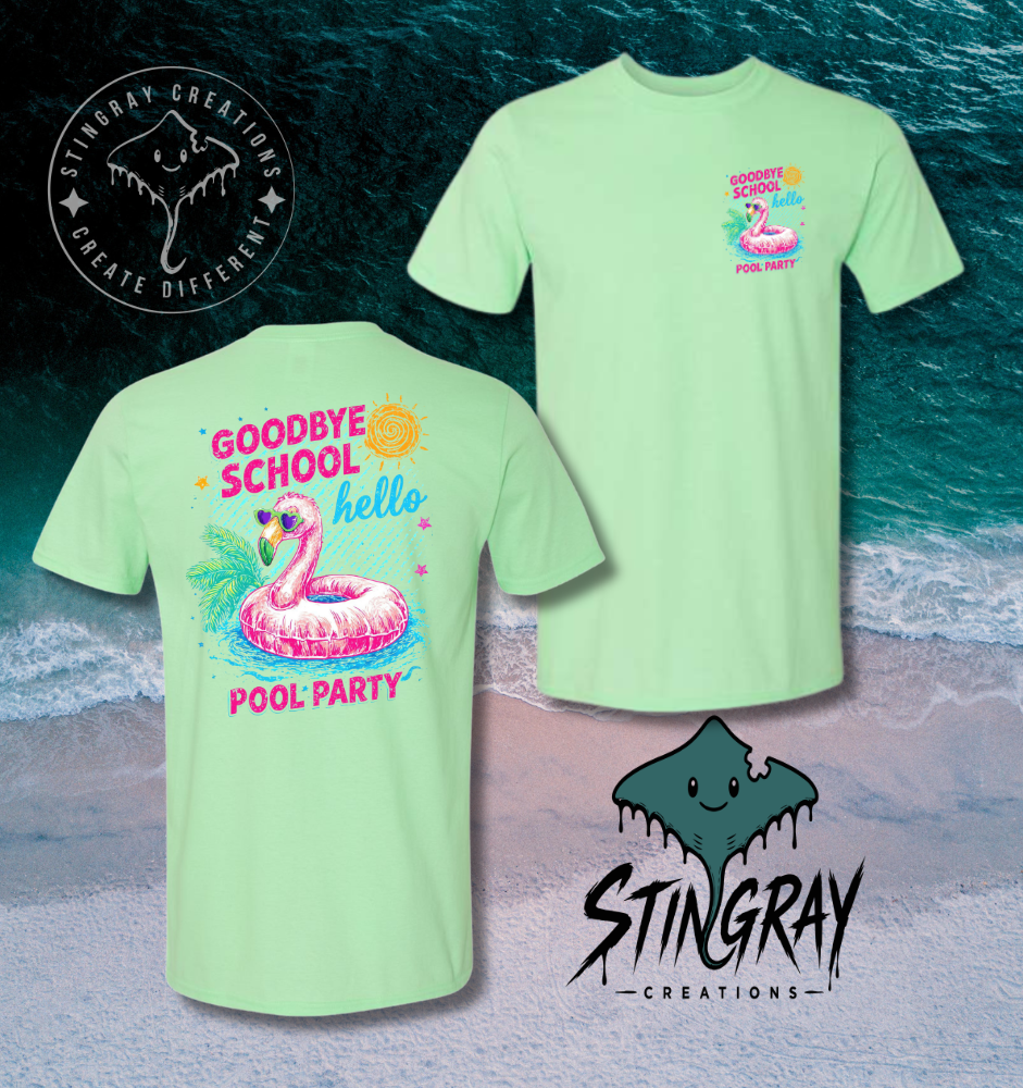 Goodbye School Hello Pool Party Shirt | Flamingo Summer Tee