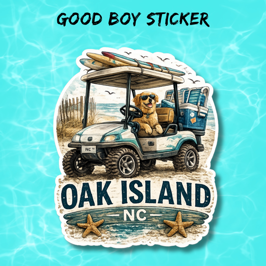 Good Boy Oak Island Sticker | Beach Dog Golf Cart Waterproof Vinyl Decal