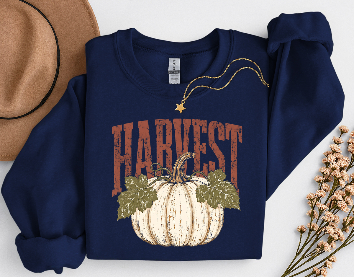Harvest Pumpkin Crewneck Sweatshirt | Vintage Fall Pumpkin Sweatshirt