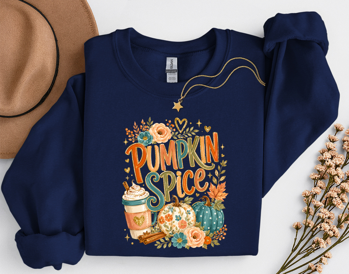 Pumpkin Spice Fall Crewneck Sweatshirt | Cozy Autumn Pumpkin Coffee Shirt