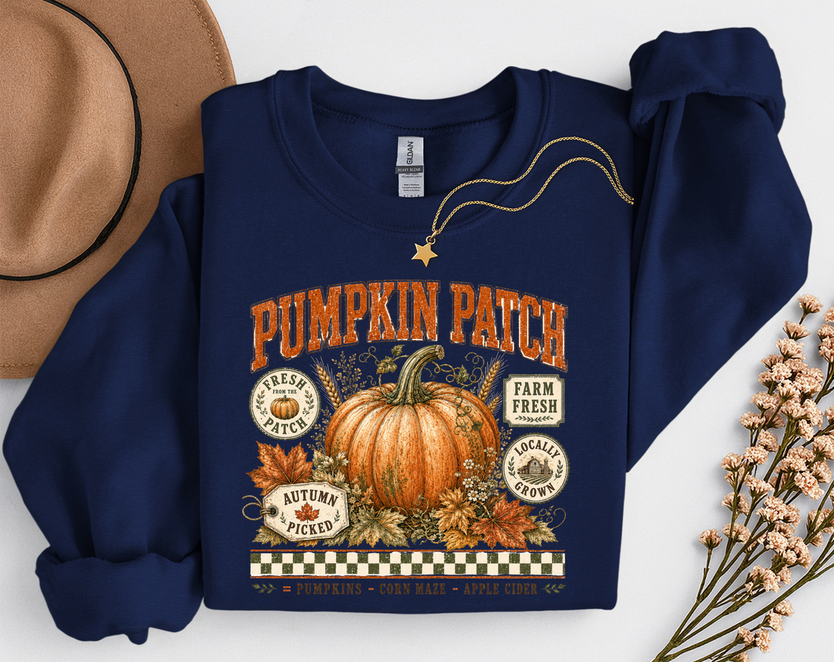 Pumpkin Patch Crewneck Sweatshirt | Vintage Fall Pumpkin Sweatshirt | Cozy Autumn Shirt