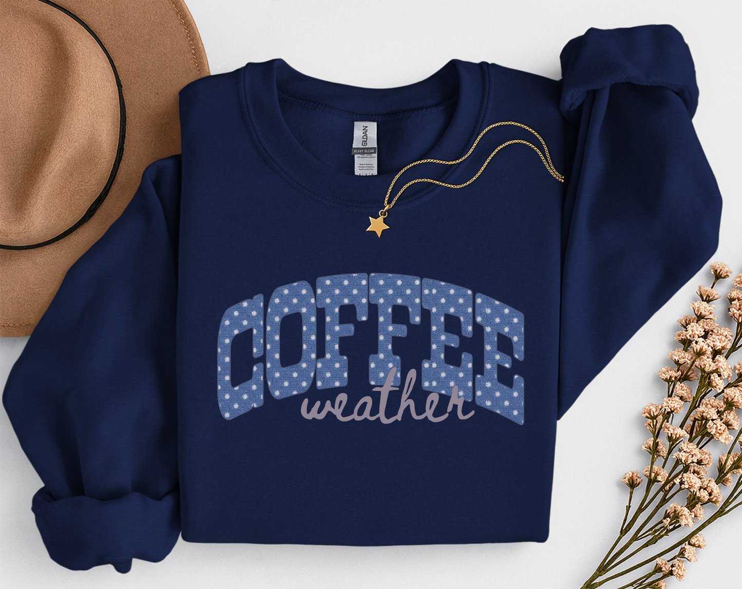 Coffee Weather Crewneck Sweatshirt | Cozy Coffee Lover Fall Sweatshirt | Polka Dot Coffee Shirt