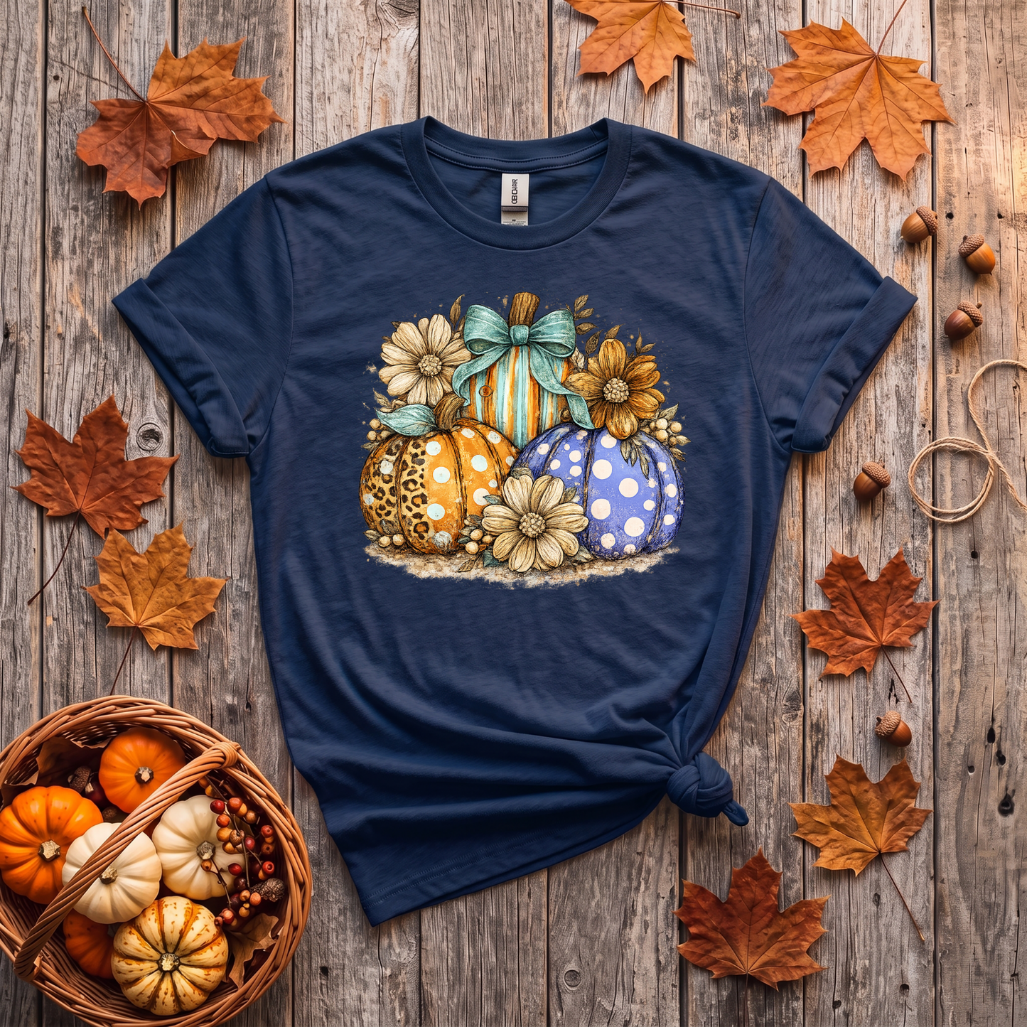 Fall Pumpkins & Flowers Shirt | Cute Autumn T-Shirt or Crewneck Sweatshirt