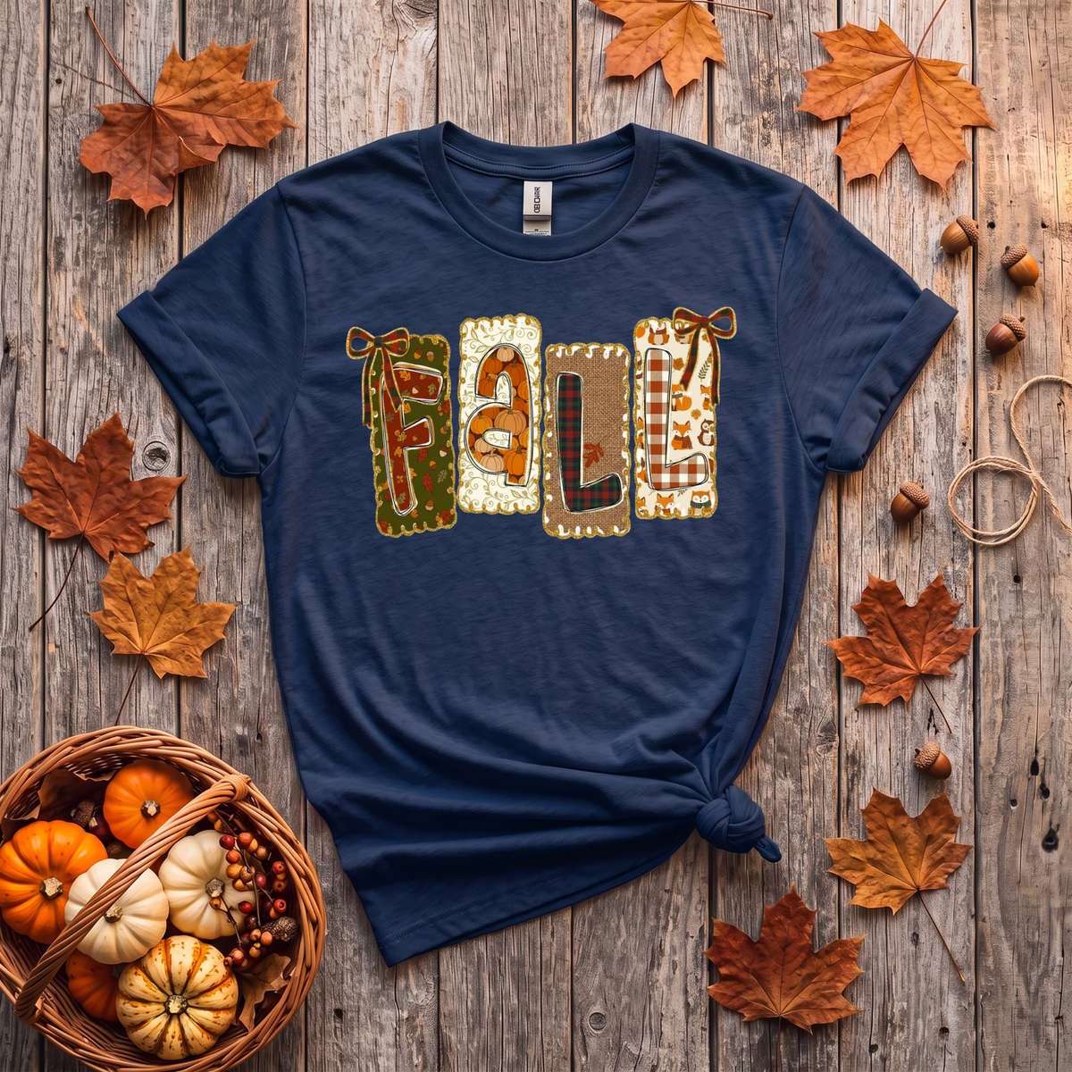 Patchwork Fall Crewneck Sweatshirt | Cozy Autumn Graphic Sweatshirt | Cute Fall Shirt