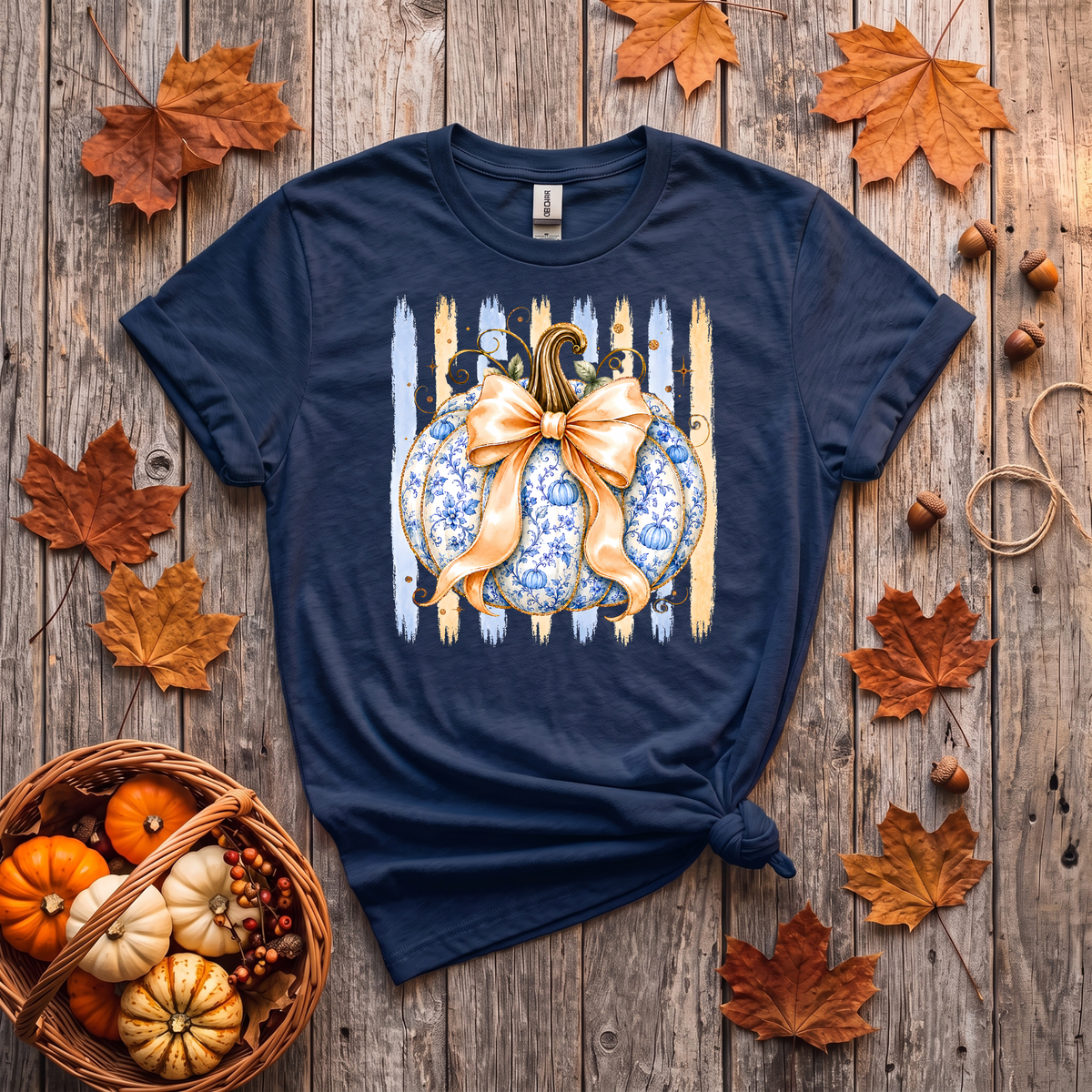 Blue Floral Pumpkin Crewneck Sweatshirt | Coquette Fall Pumpkin Sweatshirt