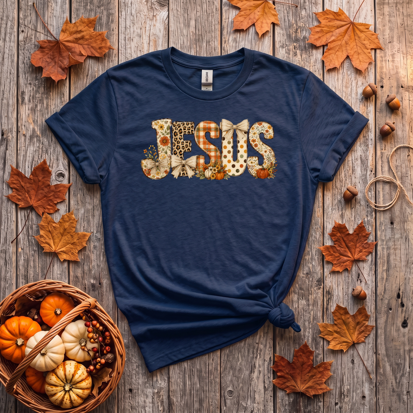 Fall Jesus Shirt | Floral Leopard Pumpkin Christian T-Shirt & Crewneck Sweatshirt