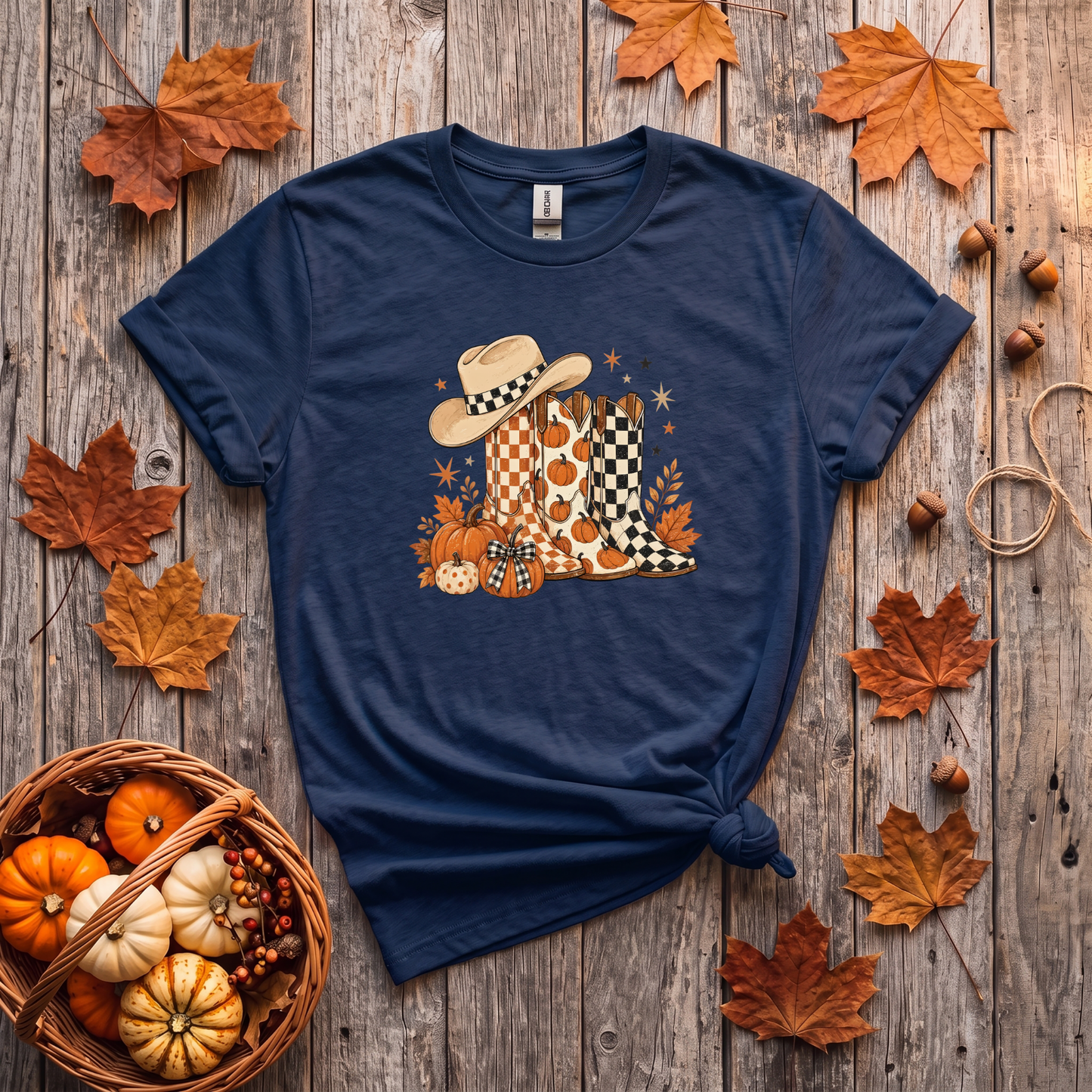 Western Fall Crewneck Sweatshirt | Cowboy Boots & Pumpkins Autumn Sweatshirt | Country Fall Shirt