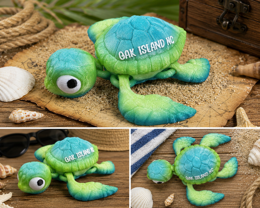 3D Printed Oak Island NC Sea Turtle Articulated Fidget Toy | Coastal Turtle Collectible