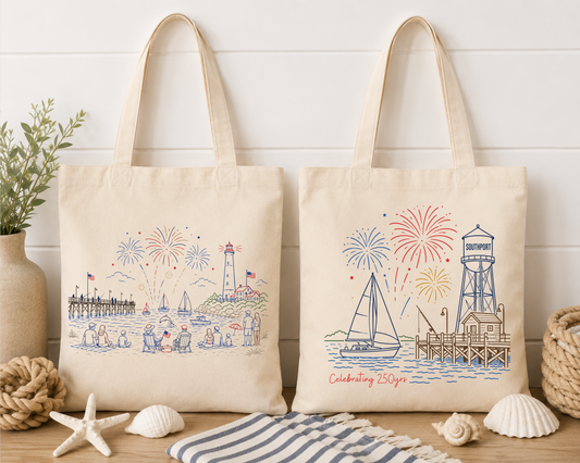 Southport/Oak Island 250th anniversary beach tote bag