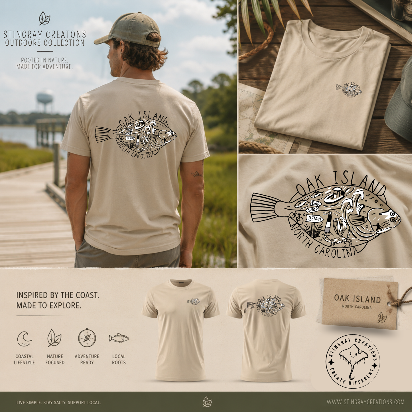 Oak Island NC Fish Shirt | Coastal North Carolina Fishing T Shirt