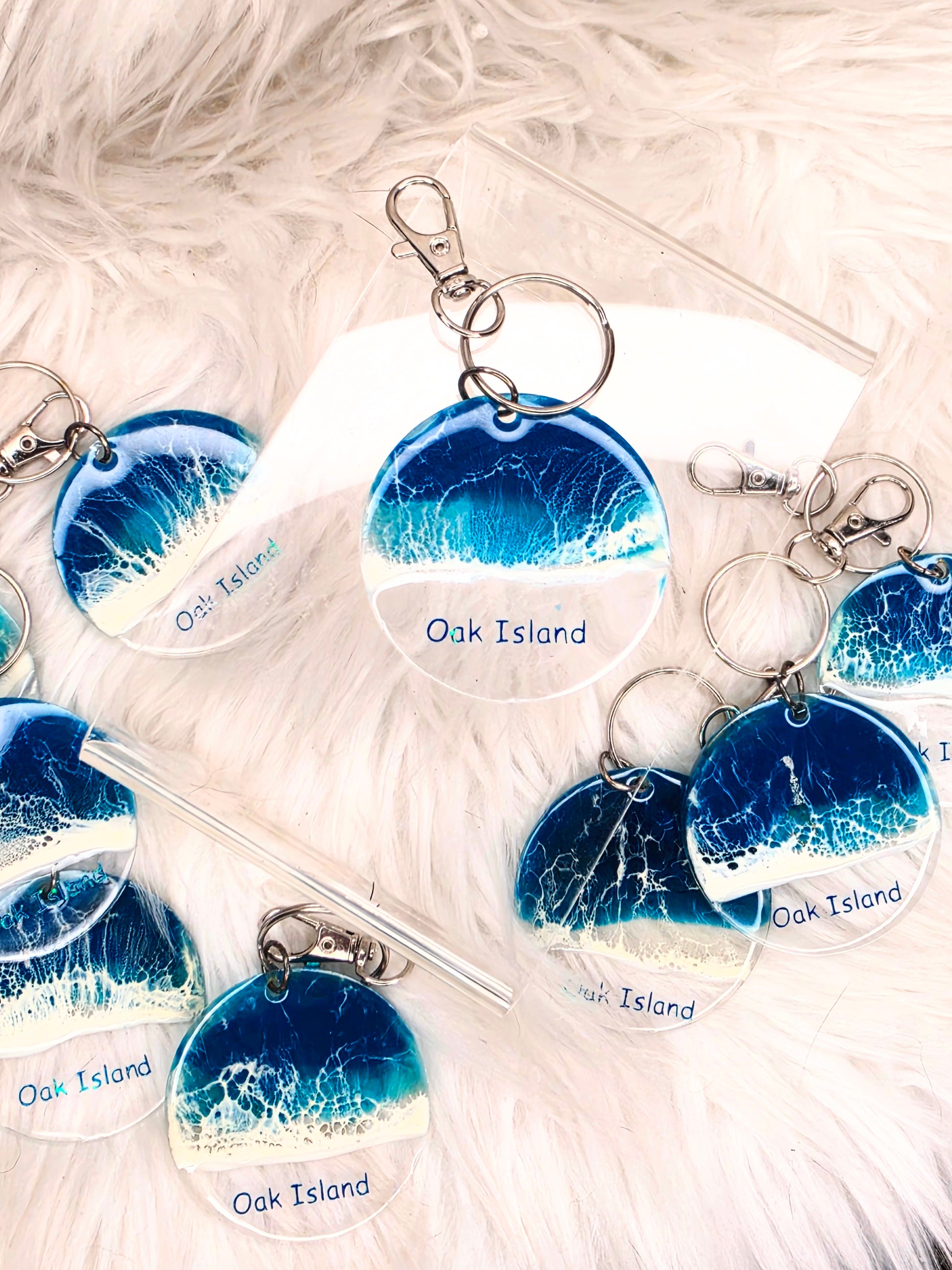 Oak Island keychain, Oak Island NC souvenir, beach keychain, ocean resin keychain, coastal keychain, North Carolina souvenir, handmade resin keychain, beach gift, ocean wave keychain, coastal gift, beach vacation souvenir, resin art keychain, Oak Island gift, ocean lover gift.