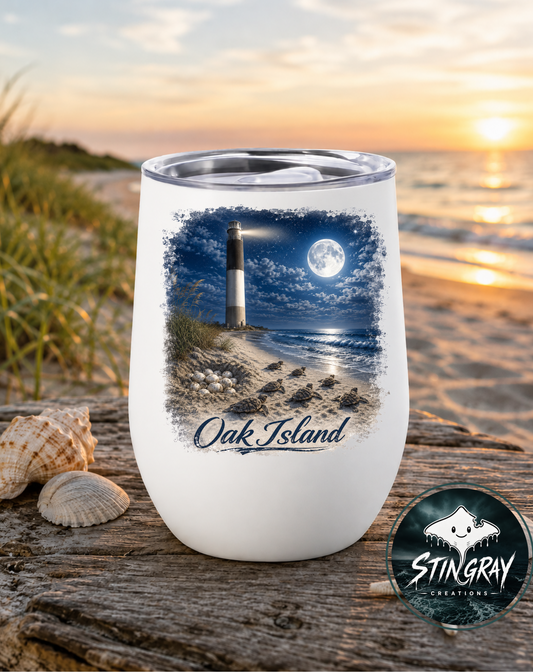 Oak Island Lighthouse Sea Turtle 12 oz Insulated Wine Tumbler